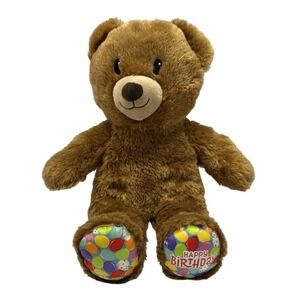 Build-A-Bear Workshop Happy Birthday Brown Teddy Bear Balloon Feet Plush 16in